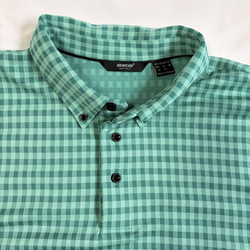 Abacus Polo Shirt Men's Size 2XL Shades Of Green Striped Polyester Short Sleeve